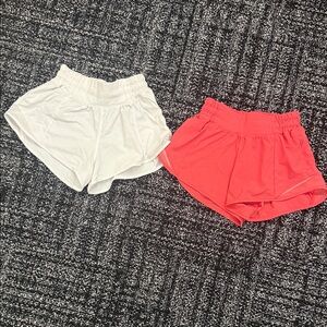 Lululemon (2) pc  bundle of white & coral shorts